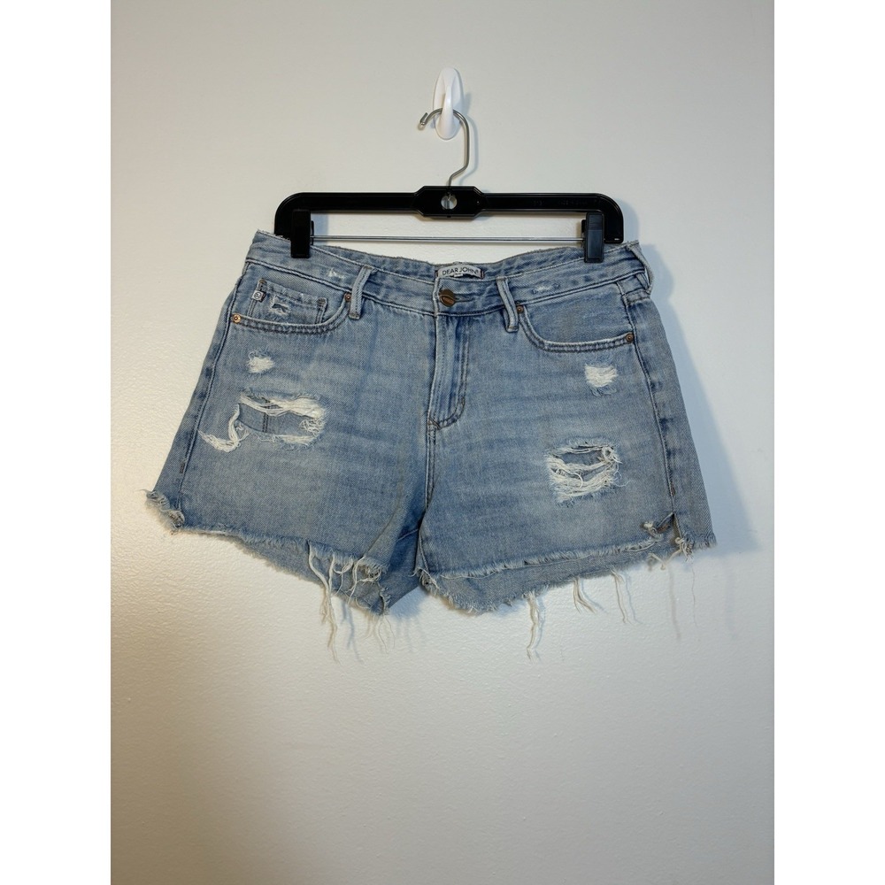 Dear John Women's 29 Light Wash Distressed  Gigi Shorts‎ 3" Inseam 100% Cotton